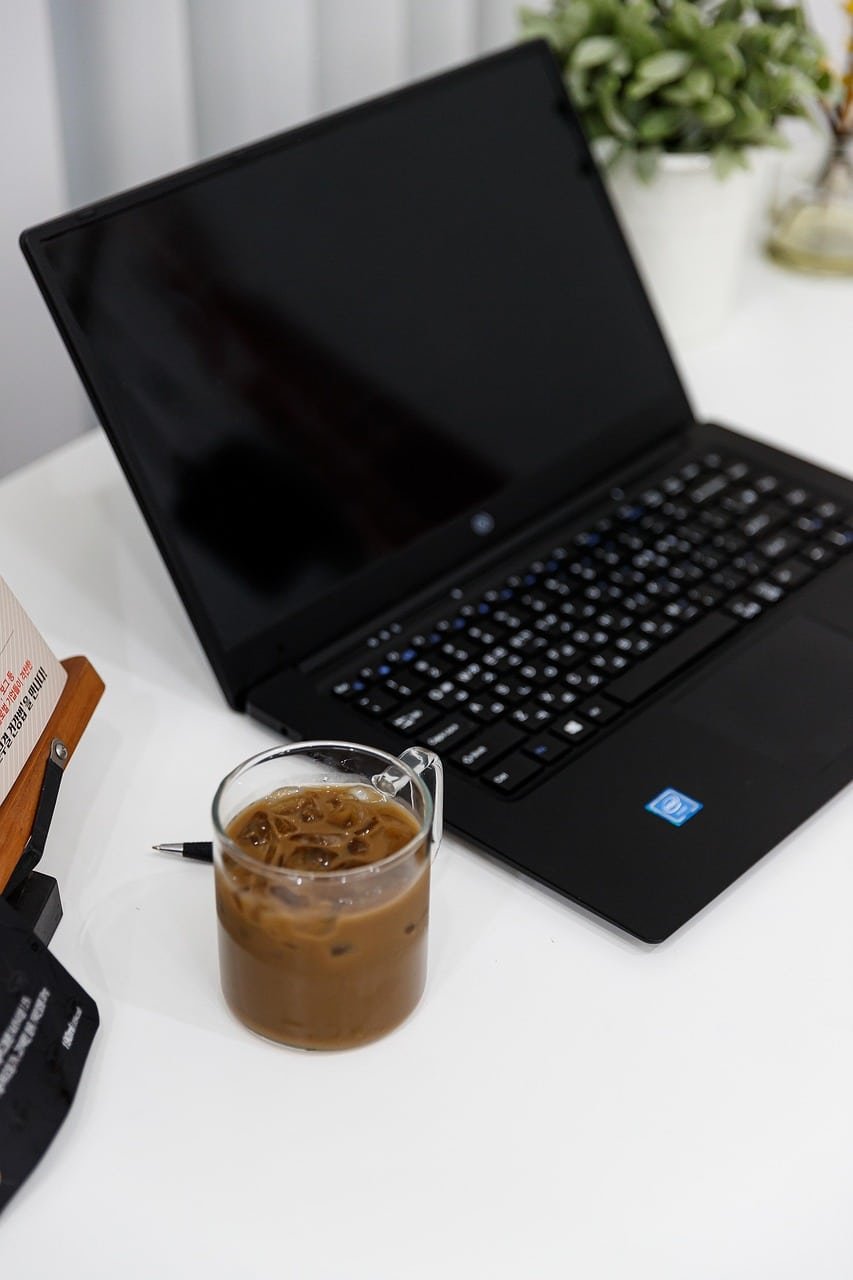 coffee, notebook, pc, office, desk, computer, coffee cup, cup, laptop, internet